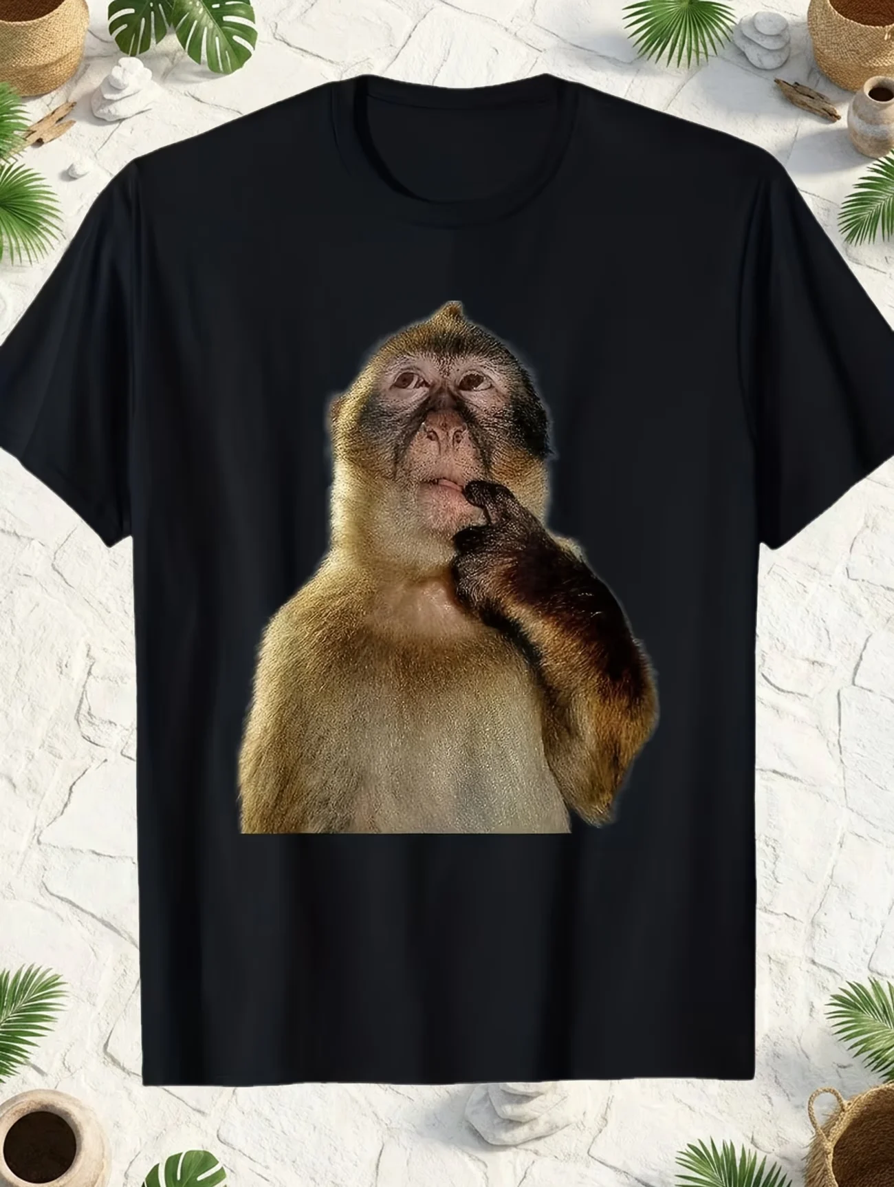 Funny Classic Thinking Monkey Meme Graphic Men T Shirt Tee Women Cotton Summer Spring Oversized Novelty Streetwear Loose Top