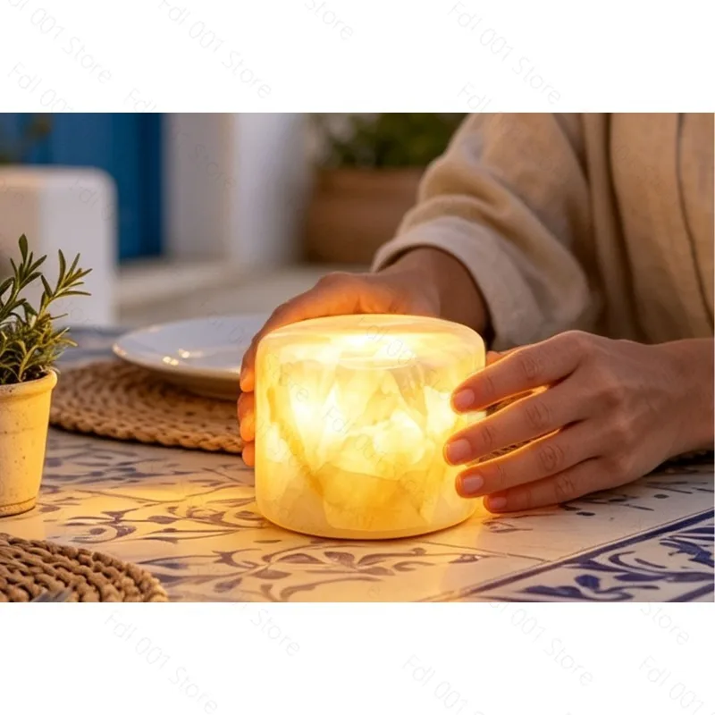 Marble pat lamp Gentle pink small table lamp Bedroom bedside lamp Premium night light Ambient light decoration