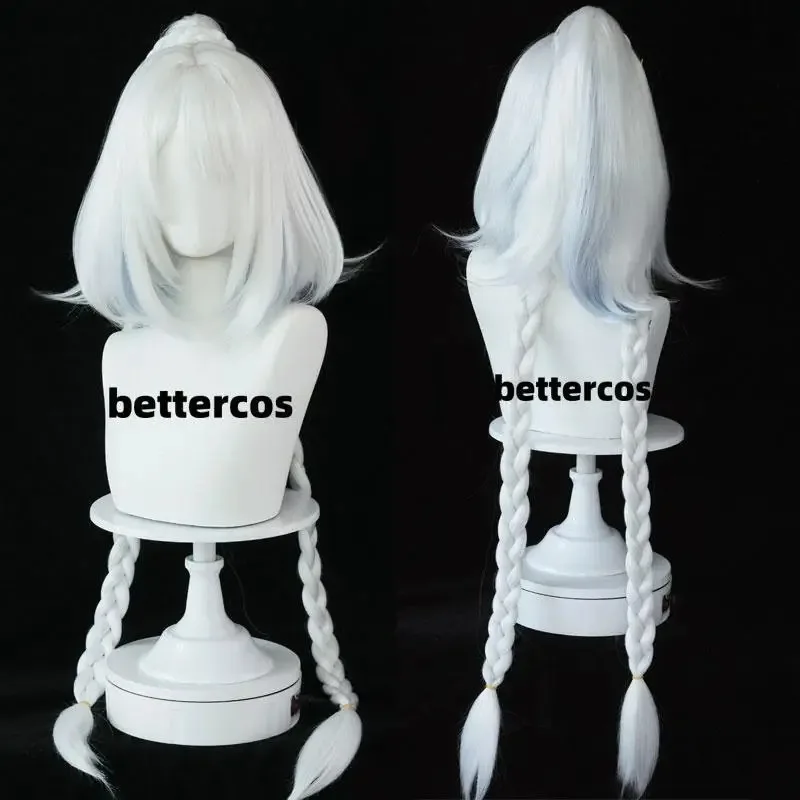 

Mu눈 Косплей Парик 110 см Длинный Плетеный Парик Белый Синий Выделите Парик Косплей Аниме Косплей Термостойкие Синтетические Парики