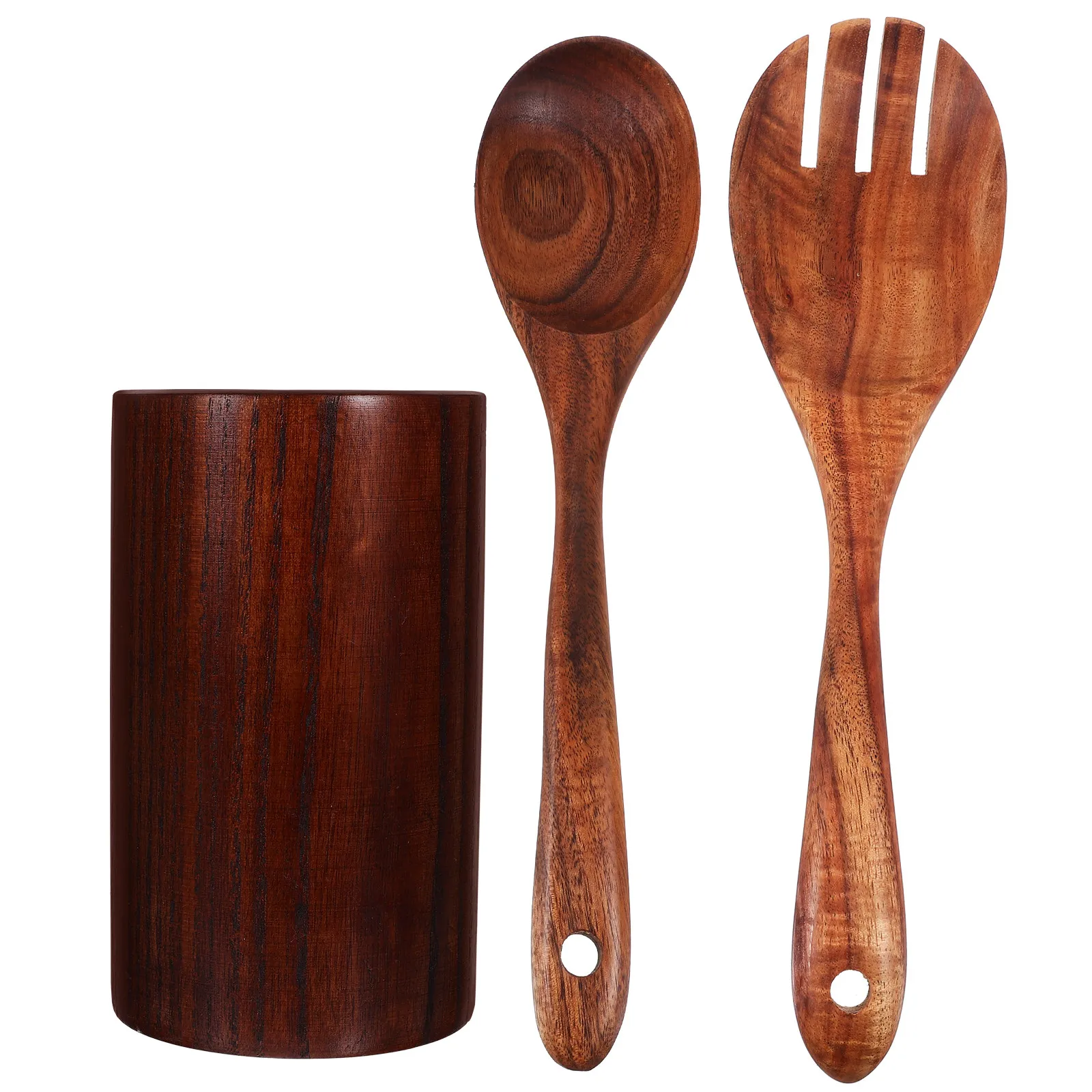 

1 set 1 Set Wooden Utensils For Kitchen Cutlery Storage Rack Large Capacity Spoon Fork Organizer Holder Sand Forks Spoons Wooden