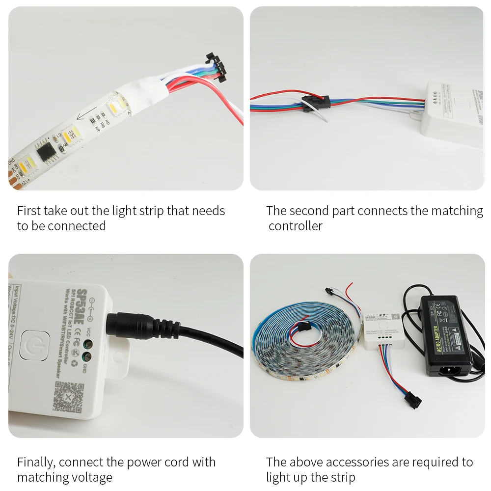 WS2805 Pixels LED Strip Light 5050 RGBCCT 5 in 1 Addressable LED Lights Dual Signal RGB WW CW 3000-6500K 1 IC to 3/6LEDs 12/24V