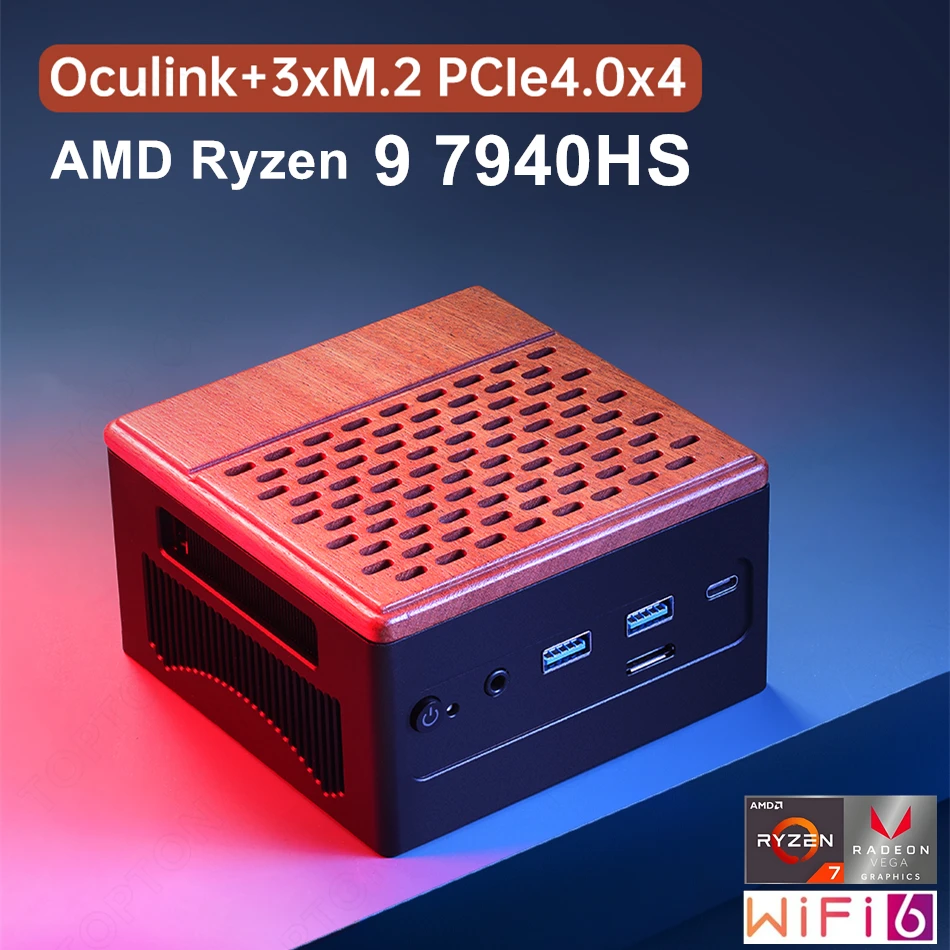 Topton Oculink ゲーミング ミニ PC AMD Ryzen 9 7940HS 32G DDR5 6400MHz 3*PCIe4.0 2*2.5G LAN USB4 NAS サーバー コンピュータ Windows 11 WiFi6