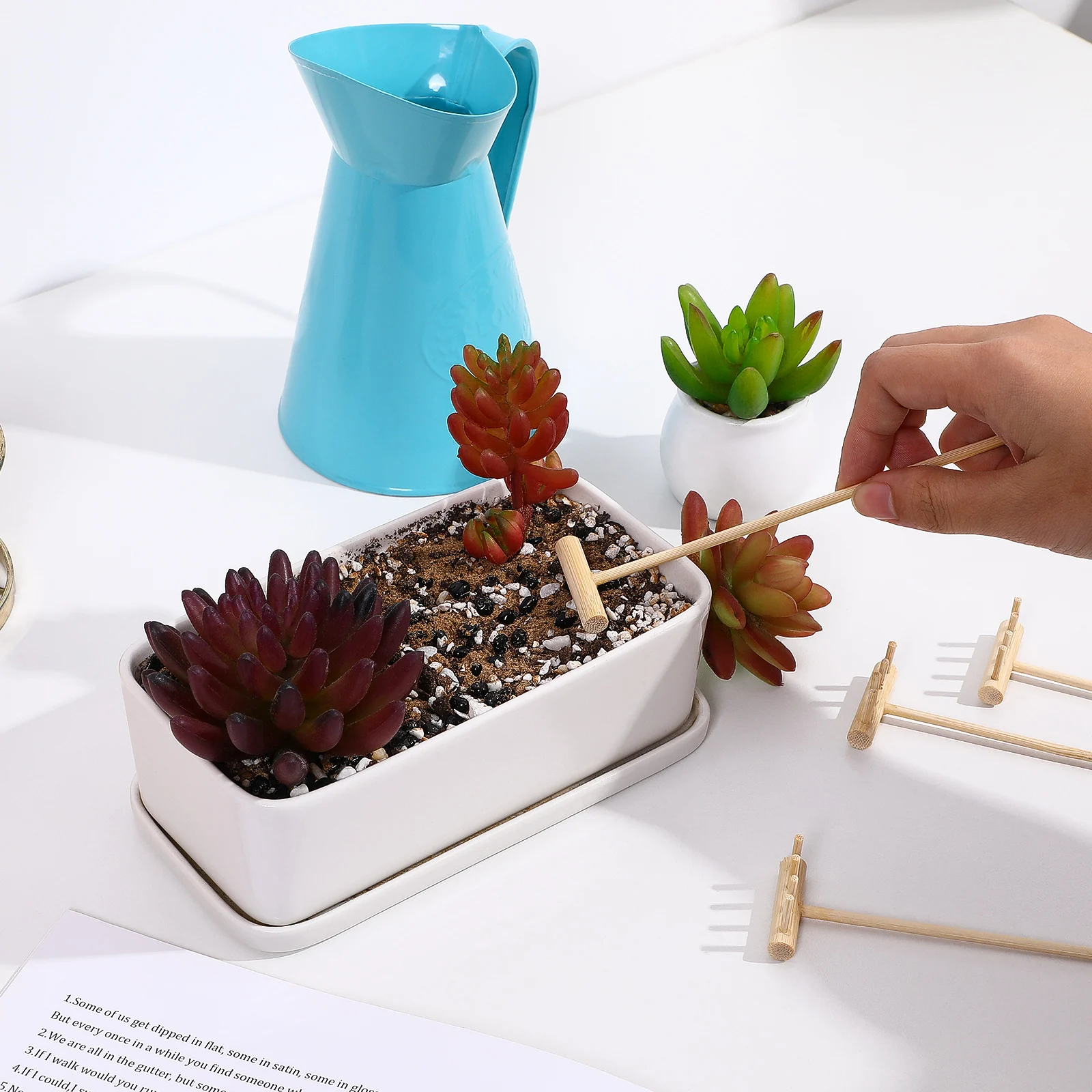 

8 Pcs Mini Zen Rake Tools Bamboo Durable Tea Table Desk Beach Office Sand Tray Kit Garden Accessories