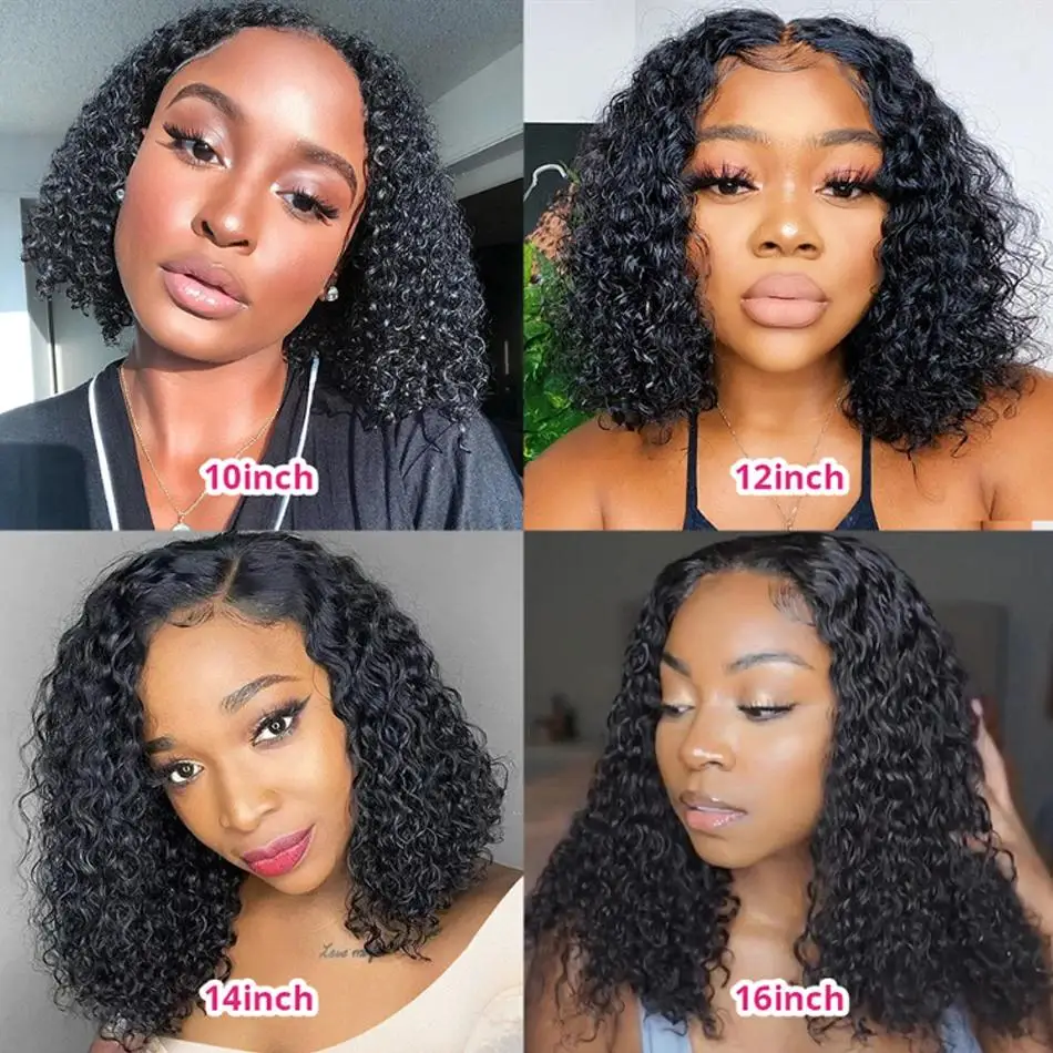 Water Wave Short Bob Wig Brazilian Virgin Human Hair 13x4 Transparent Lace Front Wigs Pre Plucked For Black Women 150% Density