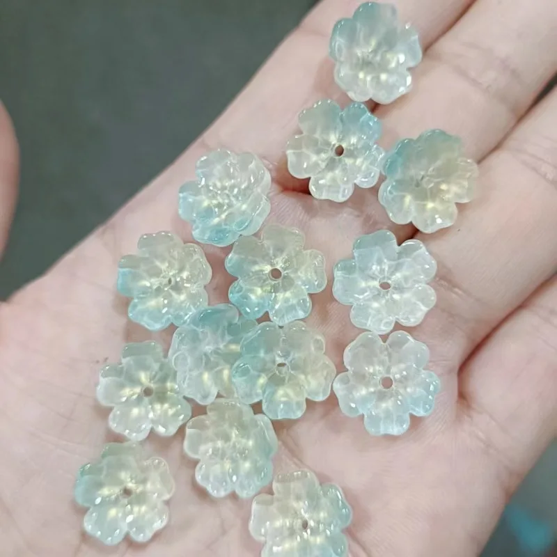 20pcs 14MM Gradient Color Czech Crystal Glass Beads Plum Flower Spacer Beads For Diy Jewelry Making Handmade Necklace Bracelet