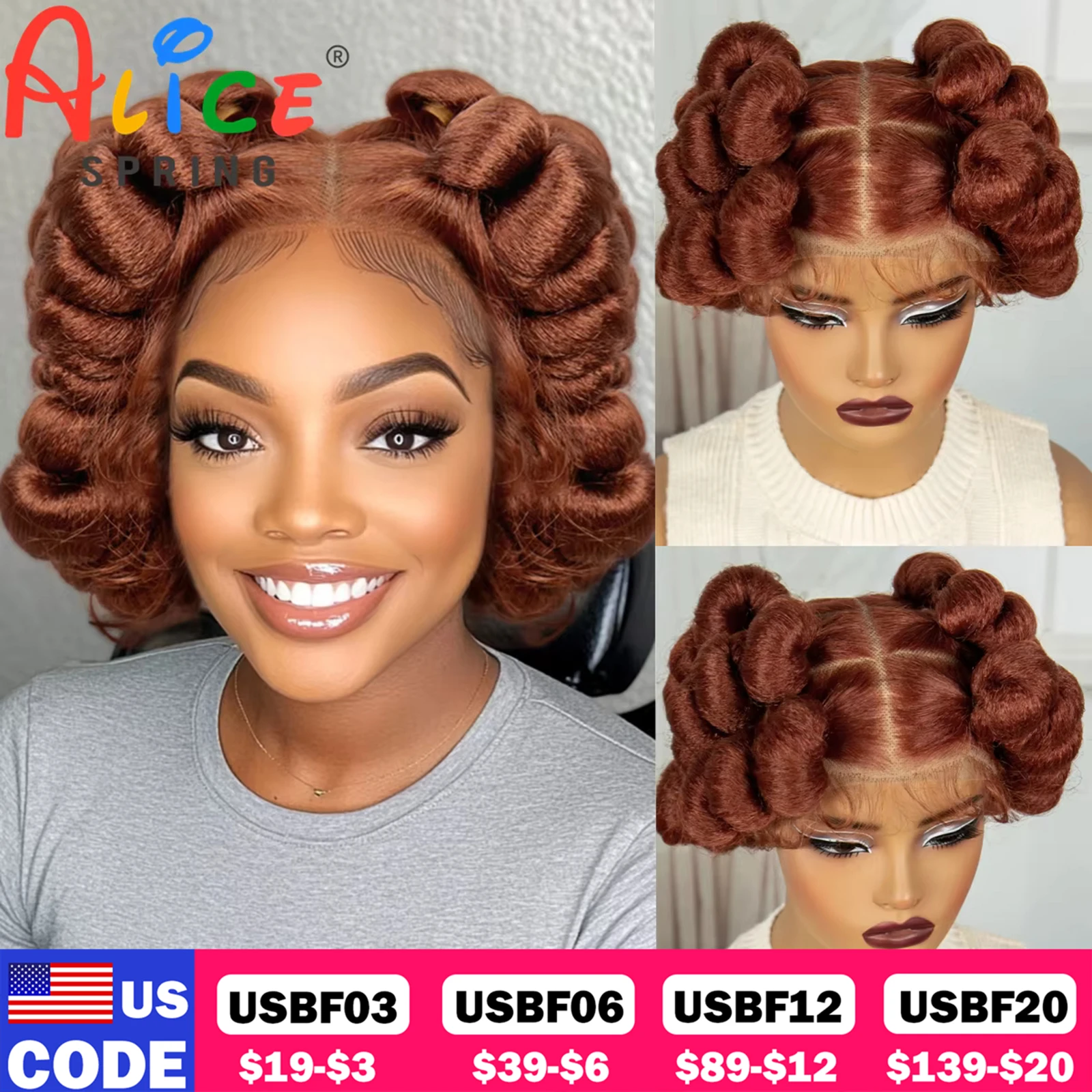 Bantu Braided Wigs Synthetic Transparent Full Lace Braided Lace Wigs Ginger Orange Color Short Cute Handmade Knotless Braids Wig