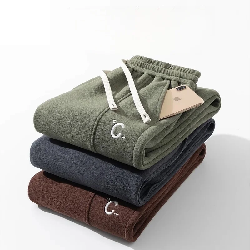 Double-Sided Fleece Thickened Warm Women's Casual Sweatpants Loose Cuffed Fleece Lined Polyester Fiber Harlan Pants