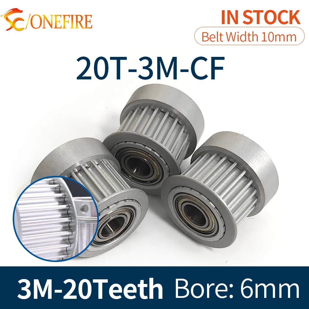 Idler HTD 3M Timing Pulley 20Teeth Bore 6mm(with bearing) Belt Width 10mm Tensioning Idler 3M Bearing Synchronous Wheels 20T