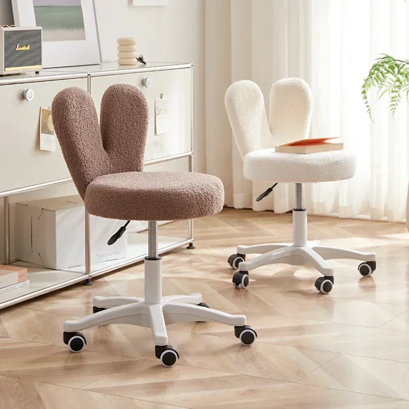 Hot sales Lamb down chair girls bedroom computer chair study backrest swivel chair lifting rotary cosmetic stool