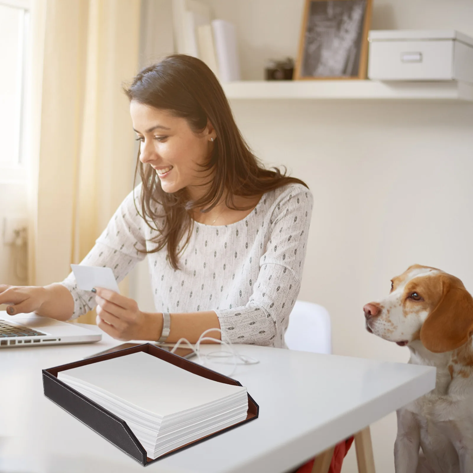 

A4 Paper Storage Tray Coffee Color Single-Layer File Document Holder Organizer Desktop Office School File Tray Disc