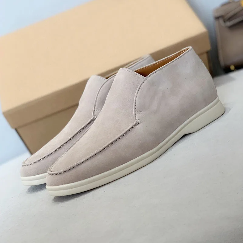 2021 Kid Suede Penny Loafers Women High Top Nude Casual Flat Shoes Woman Slip On Ladies driving lazy Winter Open Walk Shoes