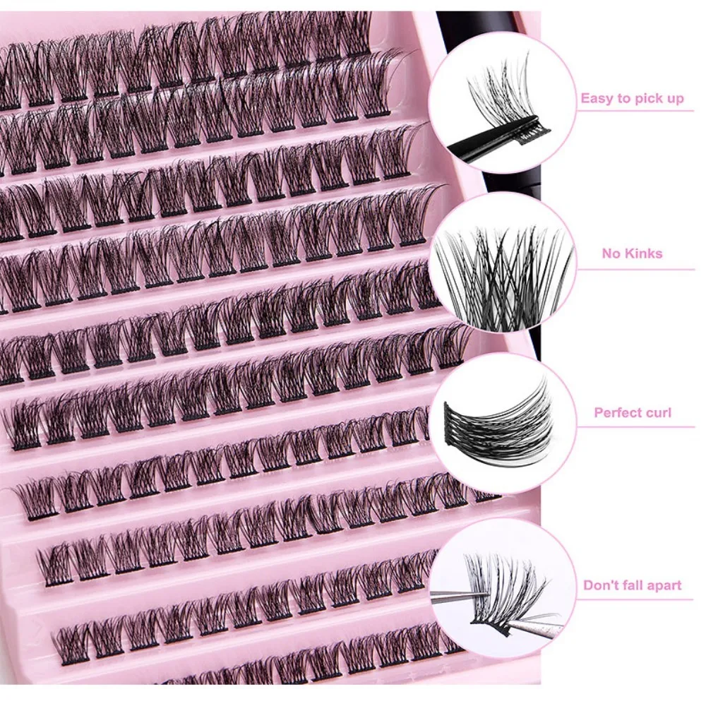 Grande Capacidade Set cílios falsificados, único Cluster, macio, macio, Natural, cílios segmentados, pinças cola, Cílios Extensão