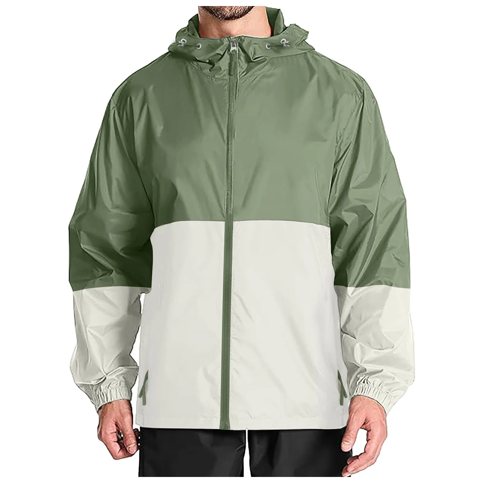 Men'S Lightweight Windbreaker Jackets Outdoor Hooded Pocket Loose Fit Casual Long Sleeve Men Hoodie Outdoor Waterproof Windbreak