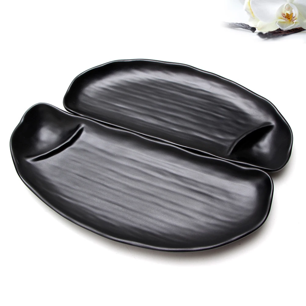 

1pc Sushi Tray Imitation Ceramic Snack Plate Home Restaurant Use Melamine Tableware Not Microwave Safe Size L
