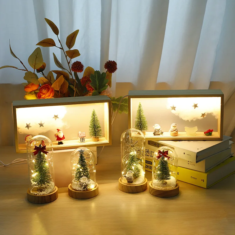 Christmas Nightlight Christmas Tree Glass Cover Holiday Romantic Gift Bedside Cabinet Home Decoration