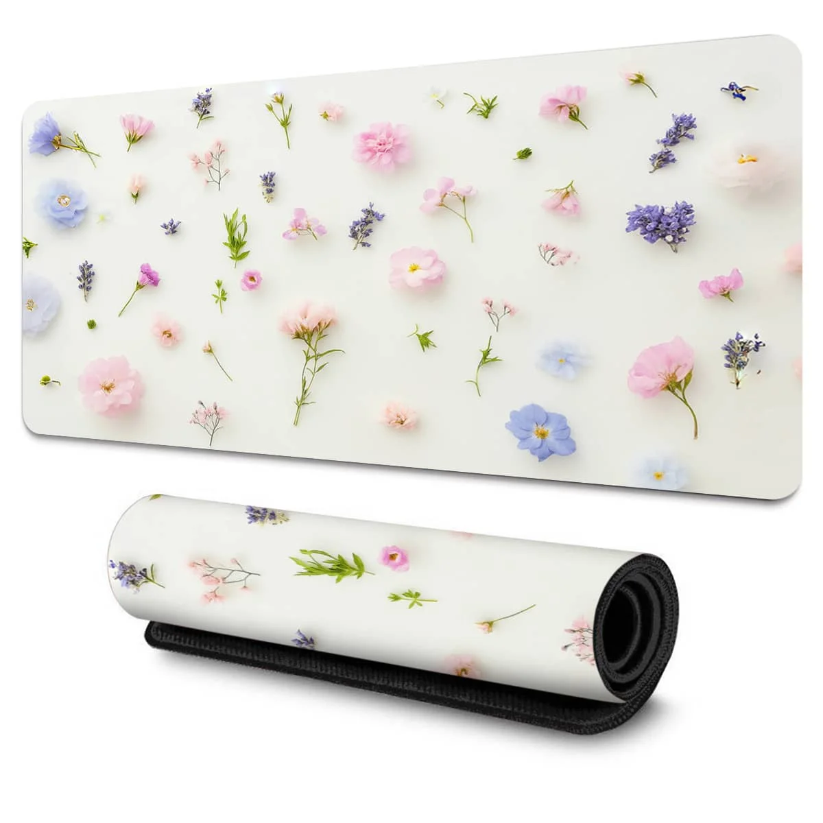 

Прессованный коврик для мыши с цветами, многоразмерный нескользящий коврик для компьютерной клавиатуры с прошитыми краями, настольный коврик для офиса, дома, фестивальный подарок