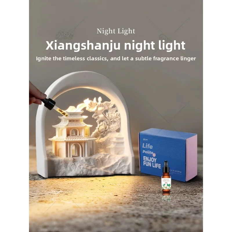 New Smell Xiangshan Residence Fragrance Aroma Small Night Light Bedside Atmosphere Lamp Wedding Birthday Gift Gypsum Table Lamp