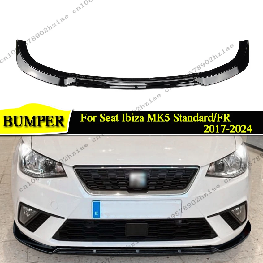 

Tuning For Seat Ibiza MK5 Standard/FR 2017-2024+ ABS Black Car Front Bumper Lip Lower Diffuser Splitter Canard Spoiler Body Kit