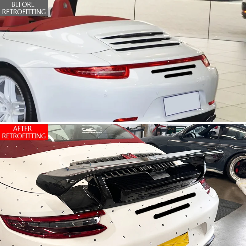 2012-2015 Carbon Fiber Rear Wing Spoiler with Glue Tape or Screws Installation for 911 991.1