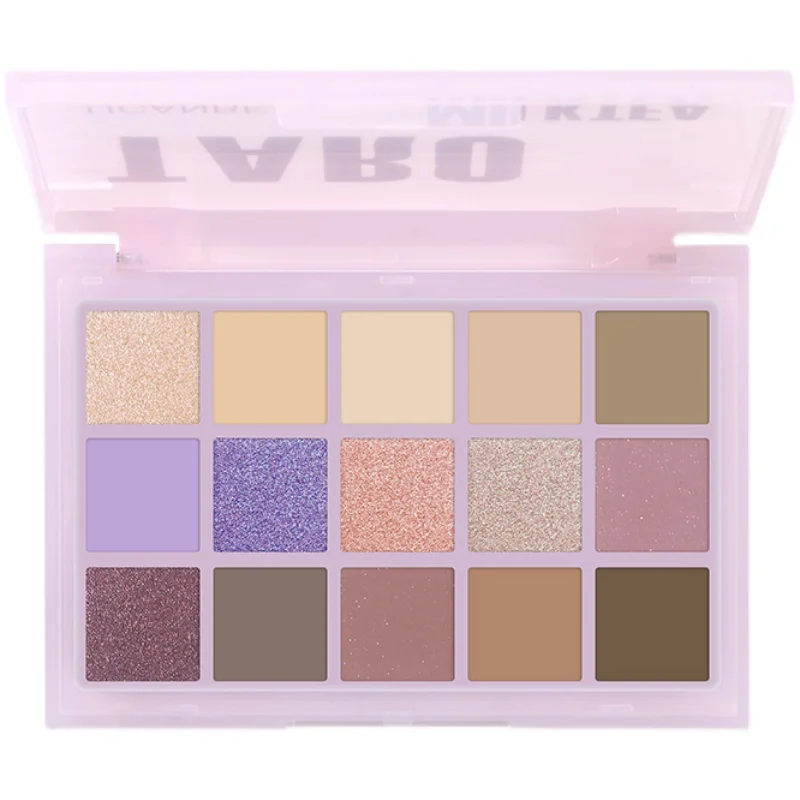 

~Mashed taro milk tea 15-color eyeshadow disc orange brown rose purple smoke gray purple powder matte with fine glitter