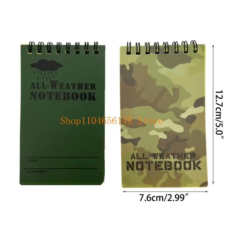 Cuaderno impermeable para todo tipo de clima, Bloc de notas táctico con bolsillo para ducha, cuaderno portátil con espiral superior de 3 "x 5" para exteriores