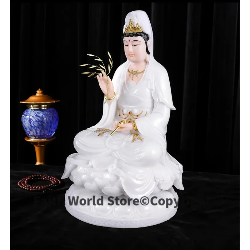 30cm Large High grade Buddha God statue jade gilding goddess Guan yin PUSA Avalokitesvara Buddha statue safety healthy lucky