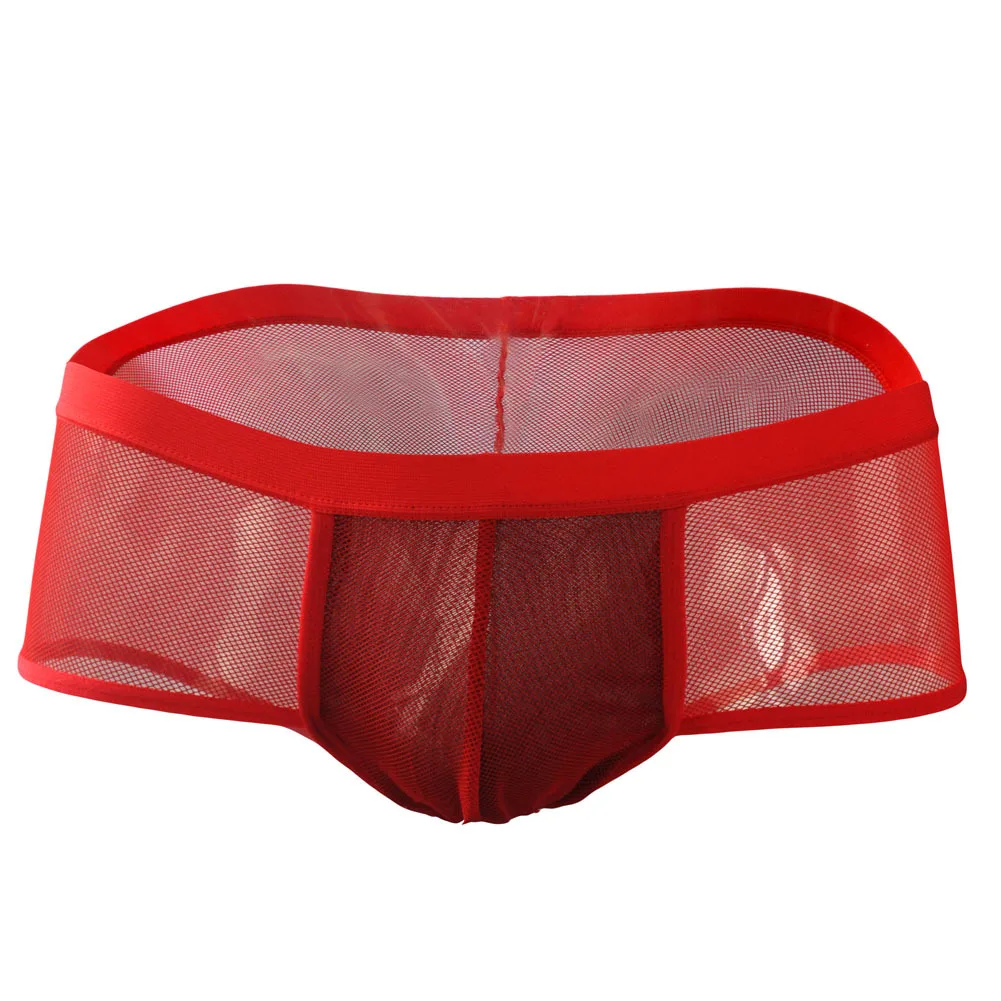 Herren Transparente Netz-Boxershorts, Sexy Offener Schritt Niedrig Sitzende Unterwäsche, Durchsichtige Netzstoff Kurze Unterhose