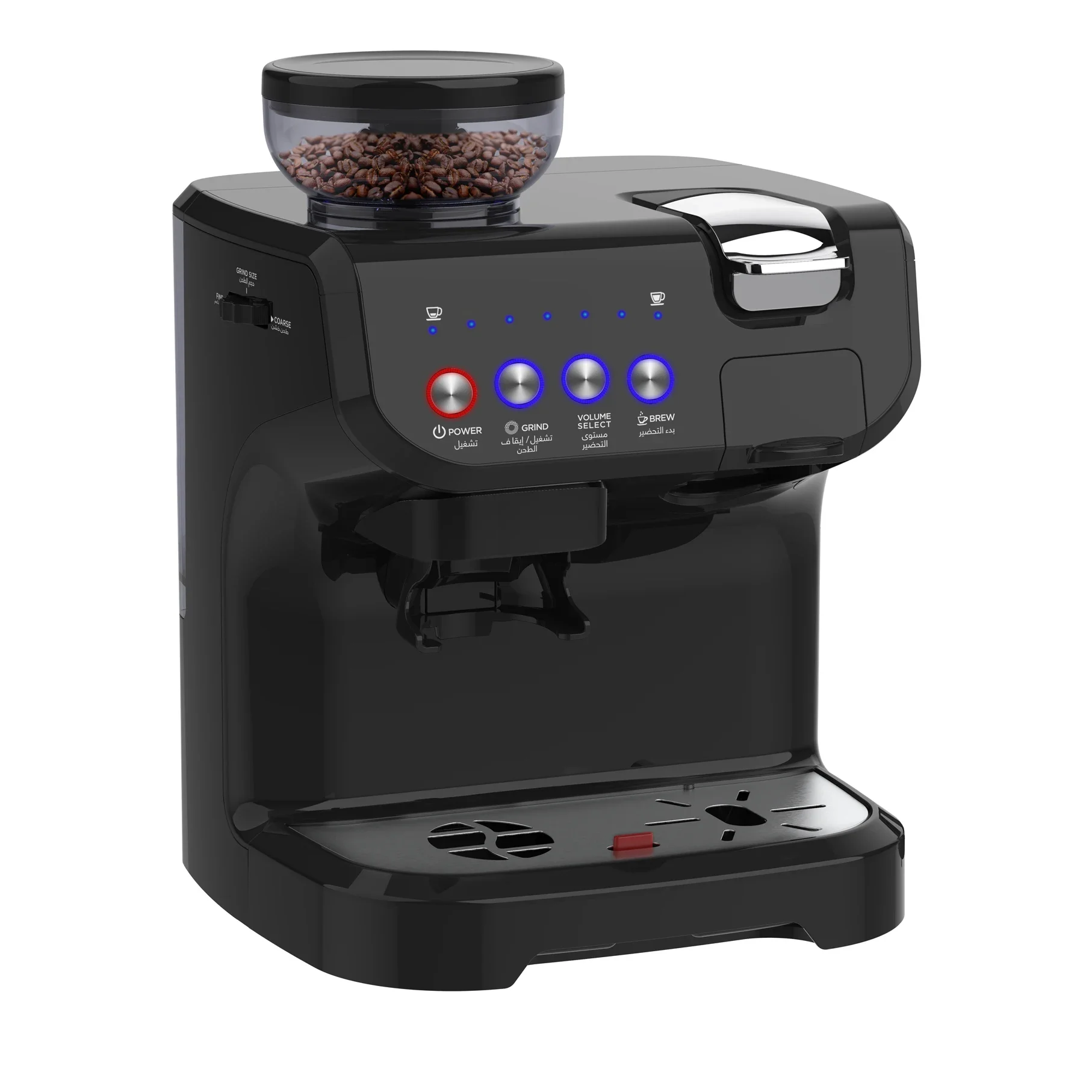 Multi function Espresso Machine with Coffee Bean Grinding function.