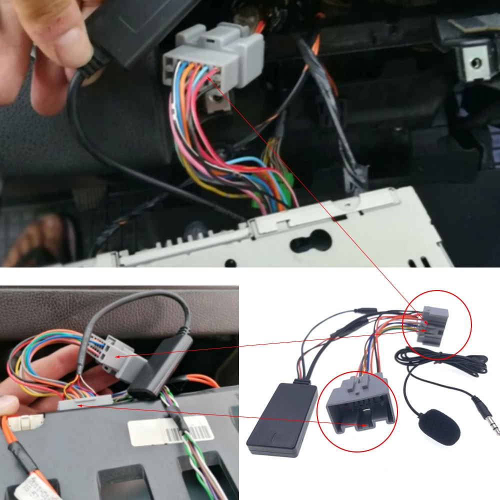 Car Bluetooth 5.0 Audio AUX IN Adapter Cable Handfree Mic for For Volvo S40 S60  S80 V40 V70 C70 XC70 HU40 HU60 HU80 Head Unit