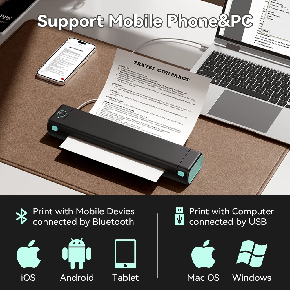 Phomemo M08F Portable A4 Paper Printer Tattoo Printer Thermal Paper Maker Mini Wireless Bluetooth Printer Compatible Phone&PC