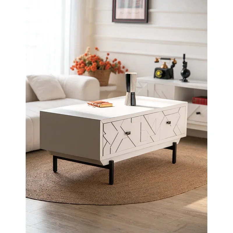 Cream internet celebrity rectangle coffee table, small apartment, high-end modern living room, simple household coffee table