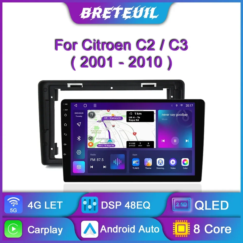 Für Citroen C2 C3 2001 2002 2003 2004 2005 2006 2007 2008 2009 2010 Android Autoradio Multimedia-Player GPS Navigation Carplay Qled Touchscreen Auto