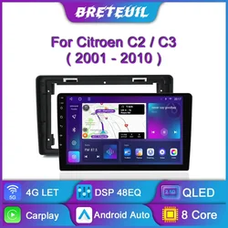 Autoradio Android avec Écran Tactile QLED, Navigation GPS, Carplay, Stéréo existent, Lecteur de Limitation pour Cristaux en C2 C3 2001 2002 2003 2004 2005 2006 2007 2008 2009 2010