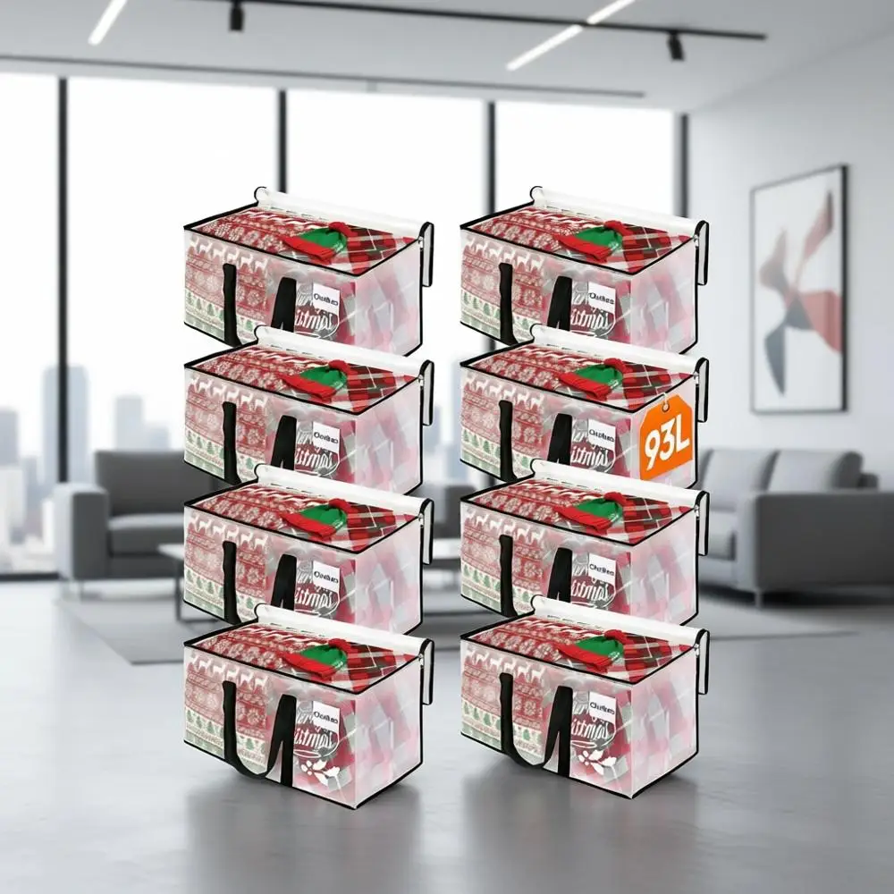 

Extra Large Heavy-Duty Storage Bags, 8-Pack, 93L Capacity, Zippered, Reinforced Handles for Moving and Packing