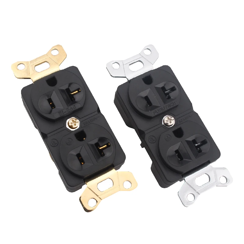 20A OCC Rhodium Plated/Gold Plated US AC Power Receptacles wall outlet US power distributor AC power Duplex Wall socket