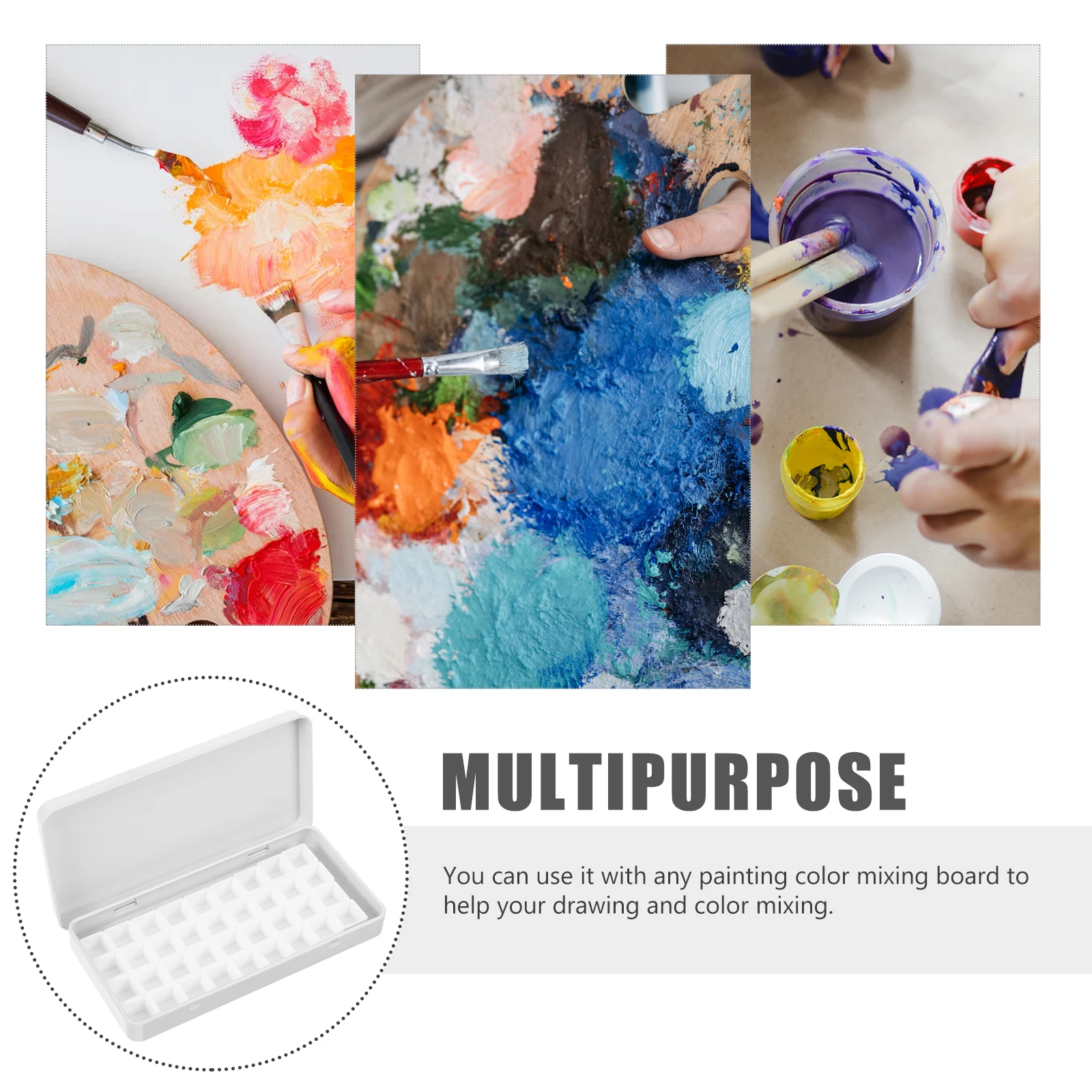 

Watercolor Paint Box Multi-compartment Palette Empty Painting Case Metal Pigment Organizer Dispenser