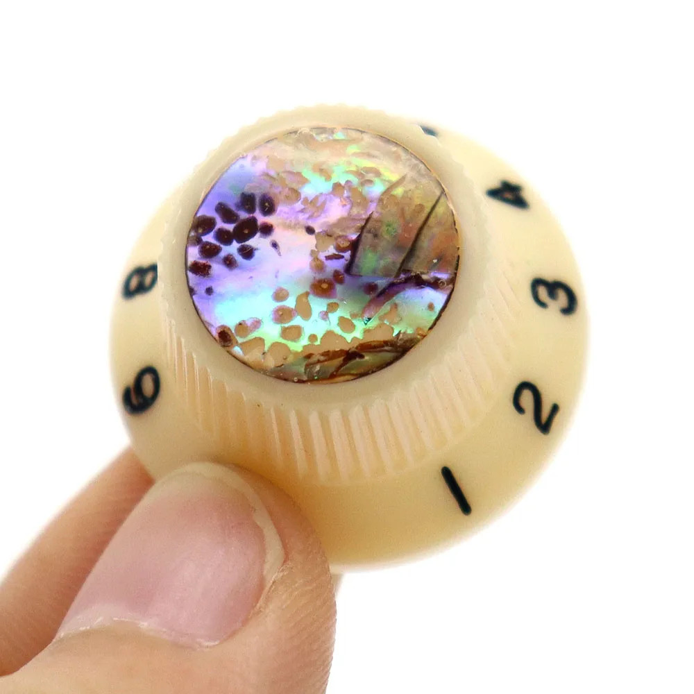 4 Stück Gitarrenknöpfe Abalone-Hutknöpfe Kunststoff-Lautstärke-Ton-Geschwindigkeitsregler für LP ST ES SG E-Gitarren-Teile – Detail 4