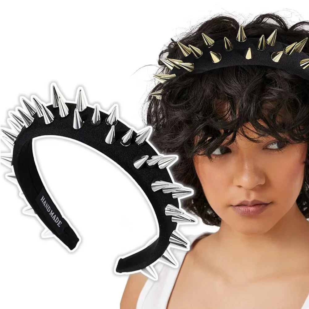

1 Piece Of Punk Goth Rivet Headband Goth Pointed Nail Headband Women's Dance Party Runway Fashion Headband, Party Carnival Gift