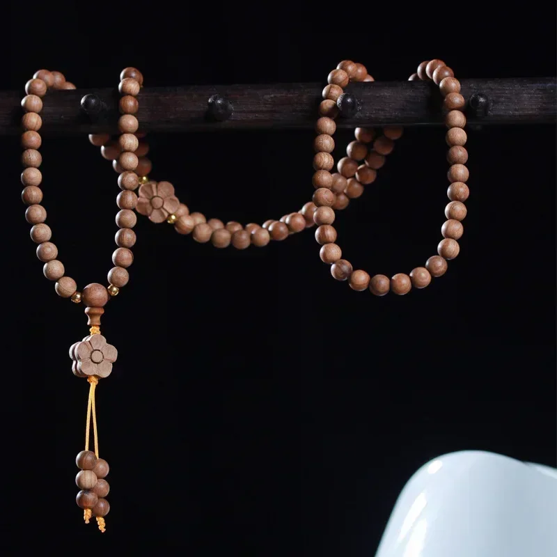 Buddha Beads Bracelet Wooden Rosary Decoration，sandal wood- Home, car decoration buddha beads Accessories  0.8cmx108 particles