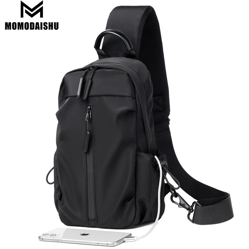 

2022 New Fashion Men Chest Bag With USB Waterproof Man Cross Body Sling Bags Short Travel Messenger Chest Pack Fashion Shoulder