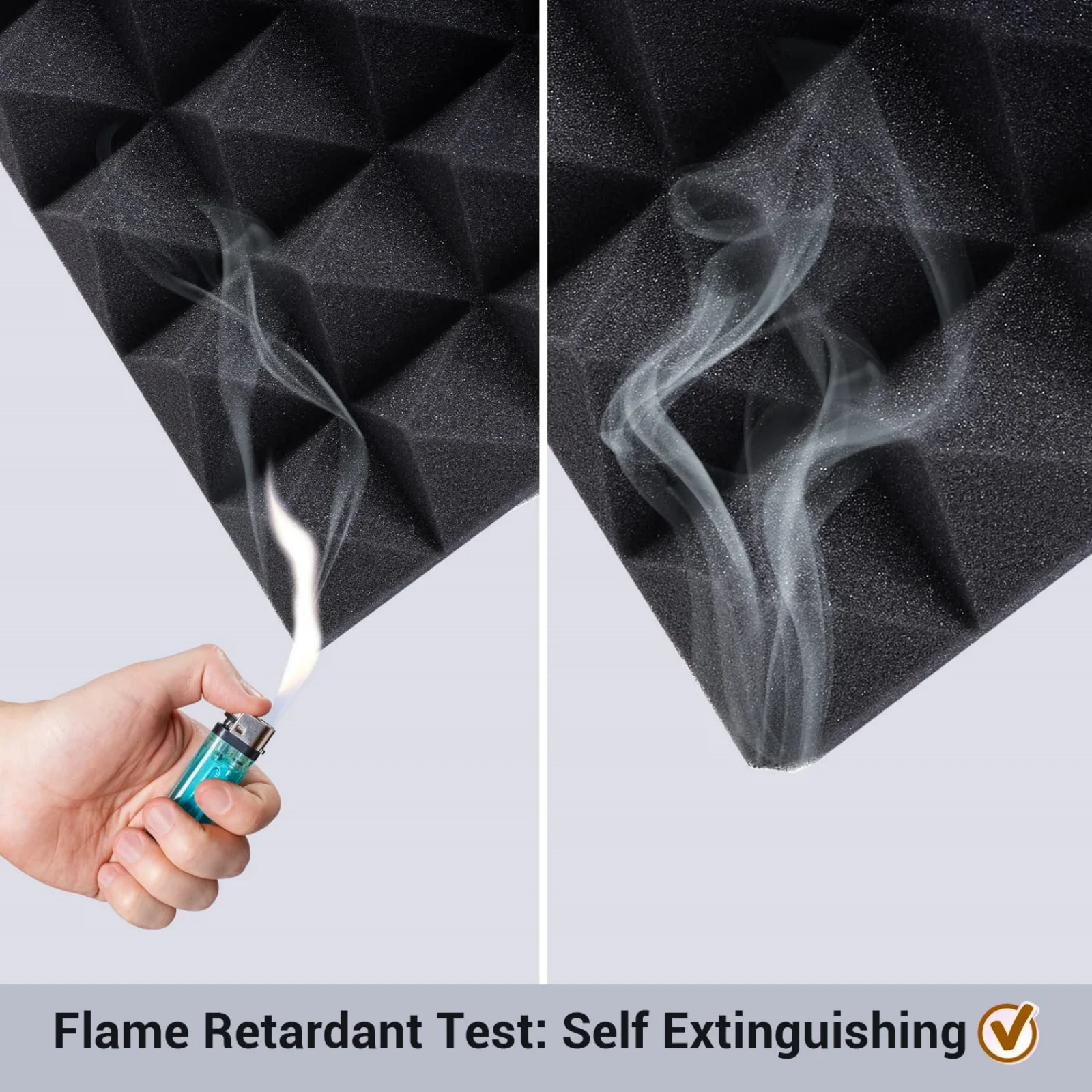 Pyramid Soundproof Foam100x50x5cm Black Self Adhesive High Density Sound Absorbing Panel 1pcs
