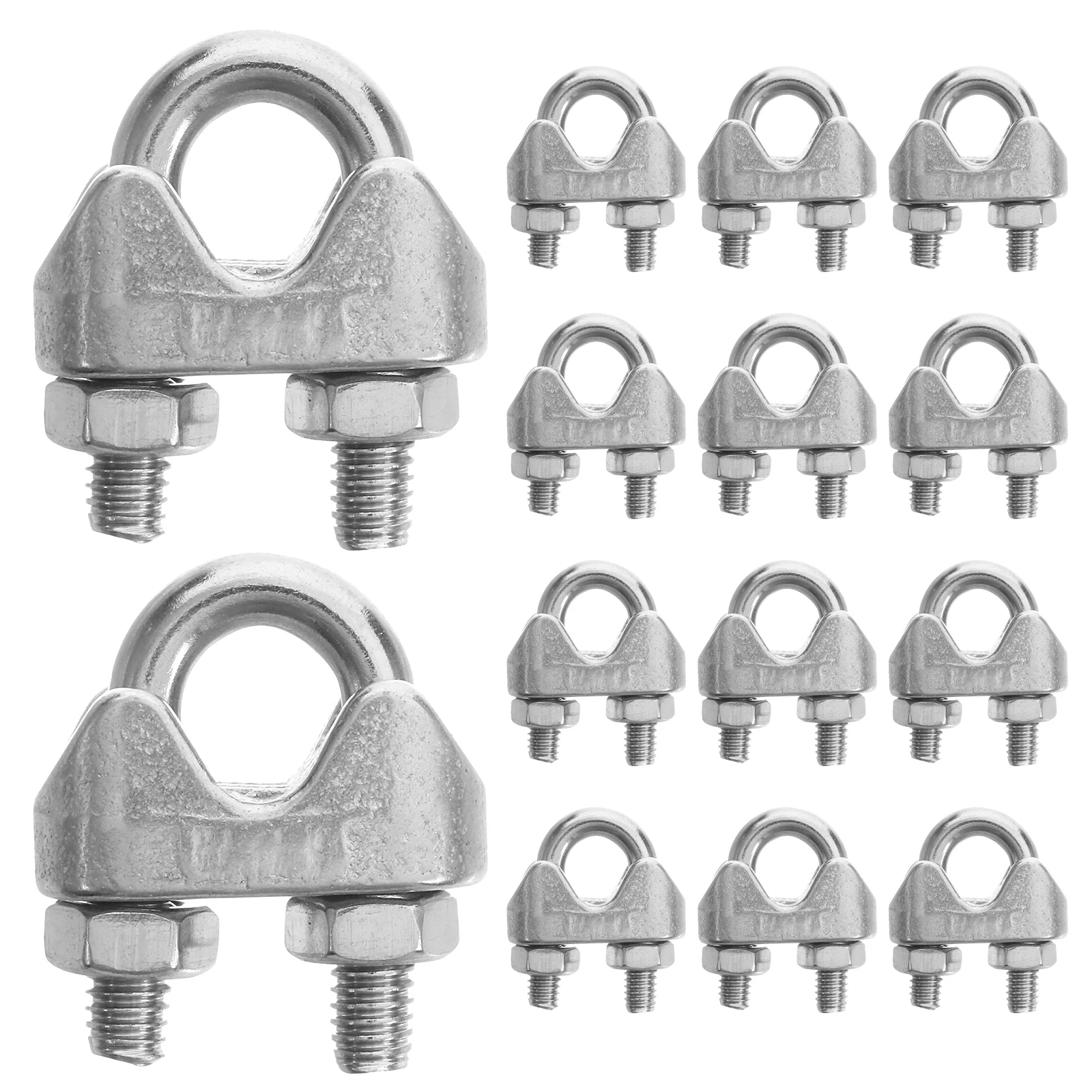 20 Pcs Cable Clamp Clamps Wire for Cables Stainless Steel Rope Clip Clips U-bolt Fasteners Cord