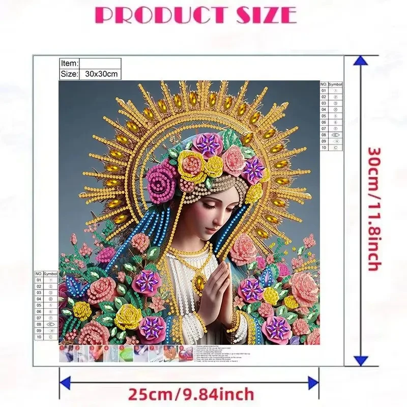 SDOYUNO DIY 5D Special Shape Diamond Art Kits the Virgin Mary Religious Gifts Diamond Art Painting Kits for Home Wall Decor