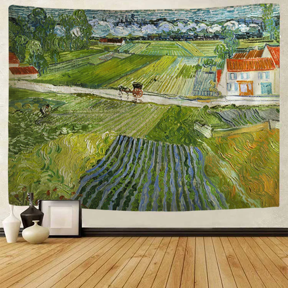 Pastoral scenery Van Gogh oil painting wall tapestry art decoration blanket curtains hanging home bedroom living room