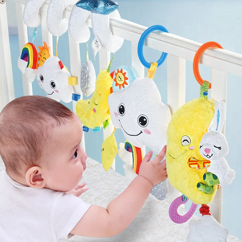 Baby Cloud Moon Rattles Mobiles Baby Teether Toys Strollers Pendants Newborn Hand Early Education Bell Gifts Infant Crib