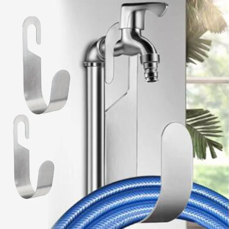 Garden Hose Hook Stainless Steel Wall Mount Water Hose Holder Heavy Duty Garden Hose Hanger Hook Faucet Hose Hook Strong