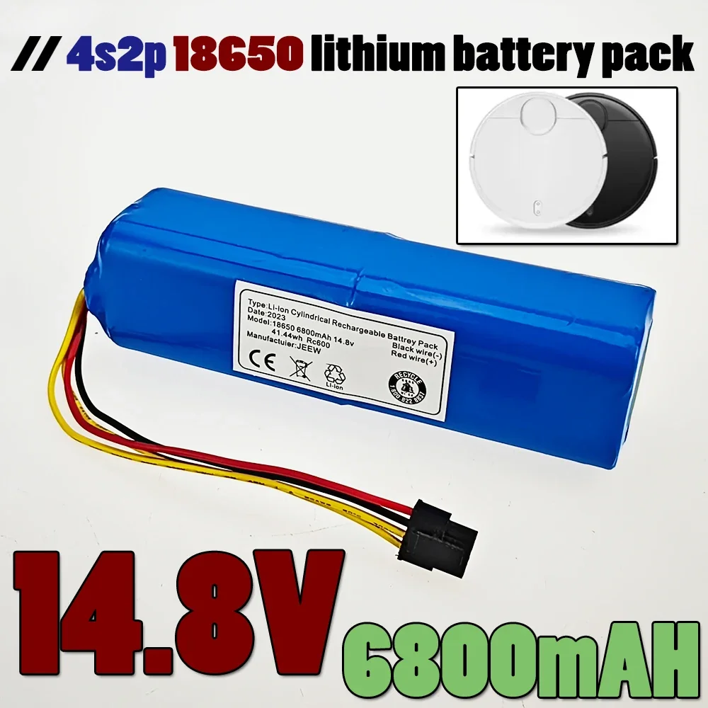 New 14.8V 6800mAh INR18650 MH1-4S2P-300S Robot Battery for Cecotec Conga 5090 5490 6090 Robotic Vacuum Cleaner