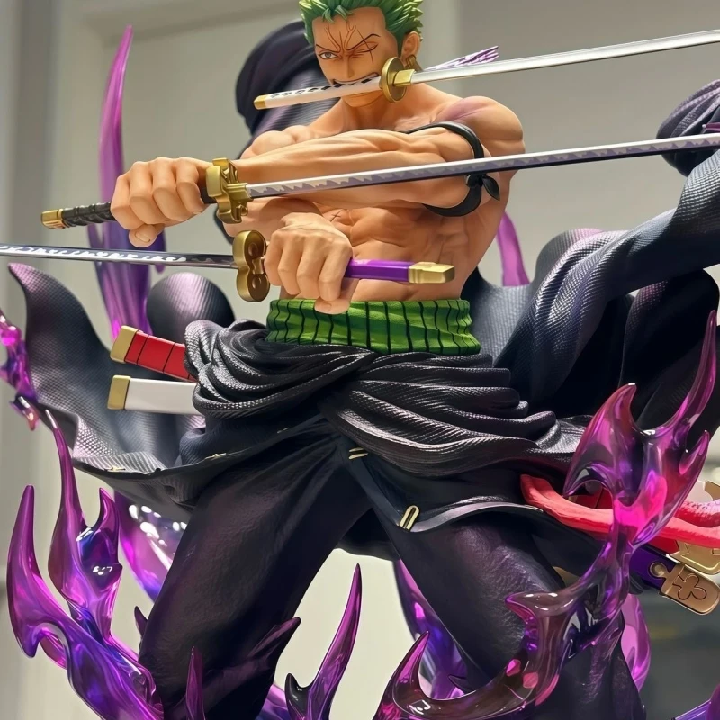 새로운 원피스 34cm Jt 풀 페인팅 로로노아 조로 Gk 피규어 전투 장면 스태츄 인기 애니메이션 캐릭터 데스크탑 장식