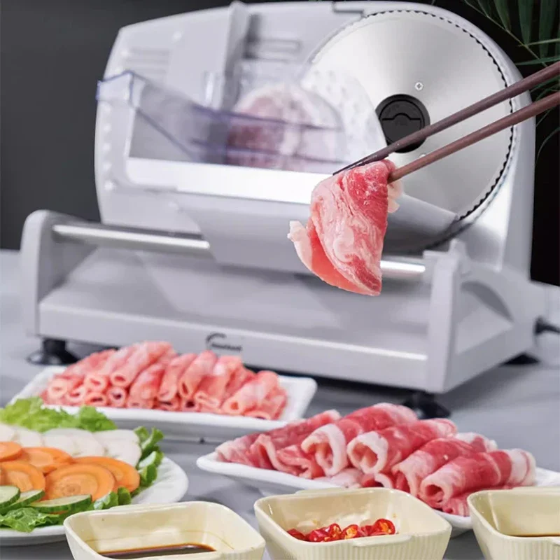 Meat Slicer, Electric Deli Food Slicer W/ Removable Stainless Steel Blades, Adjustable Thickness Meat Slicer for Home Use