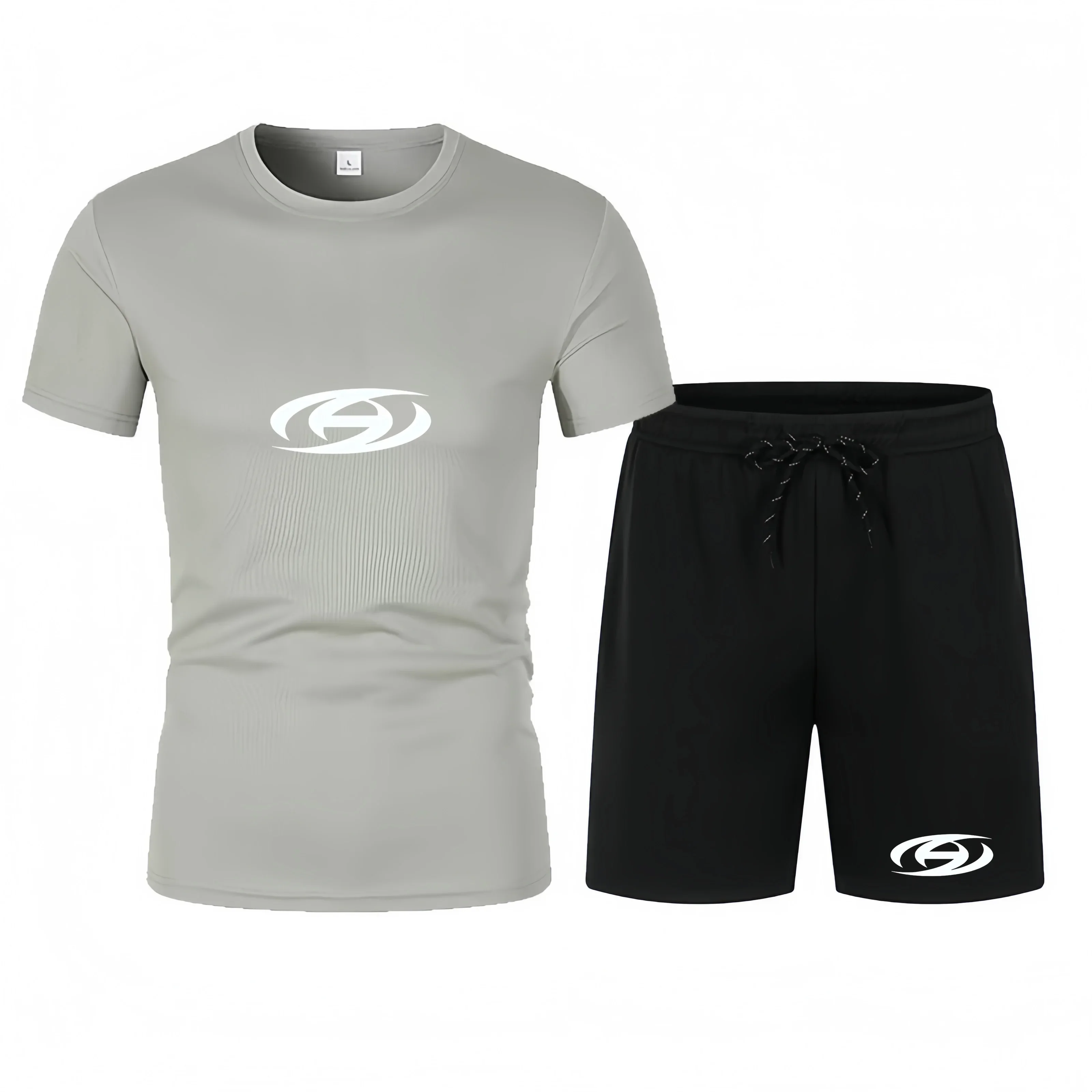 

2025 breathable men's casual mesh set, jogging and fitness daily casual short sleeved sportswear suitable for casual sports set